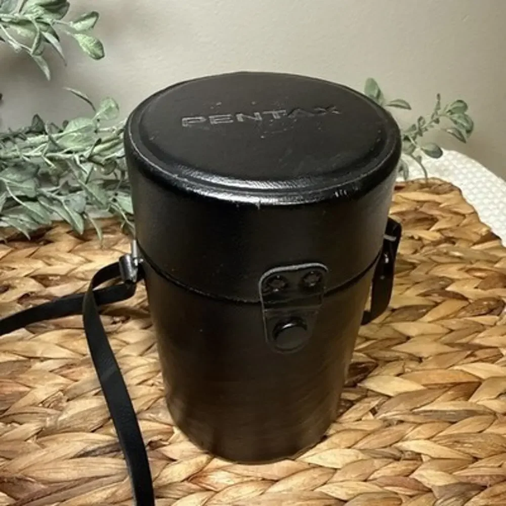 Pentax HE 169 Camera Lens Case Black Felt Lining Snap Closure Strap Japan Vtg
